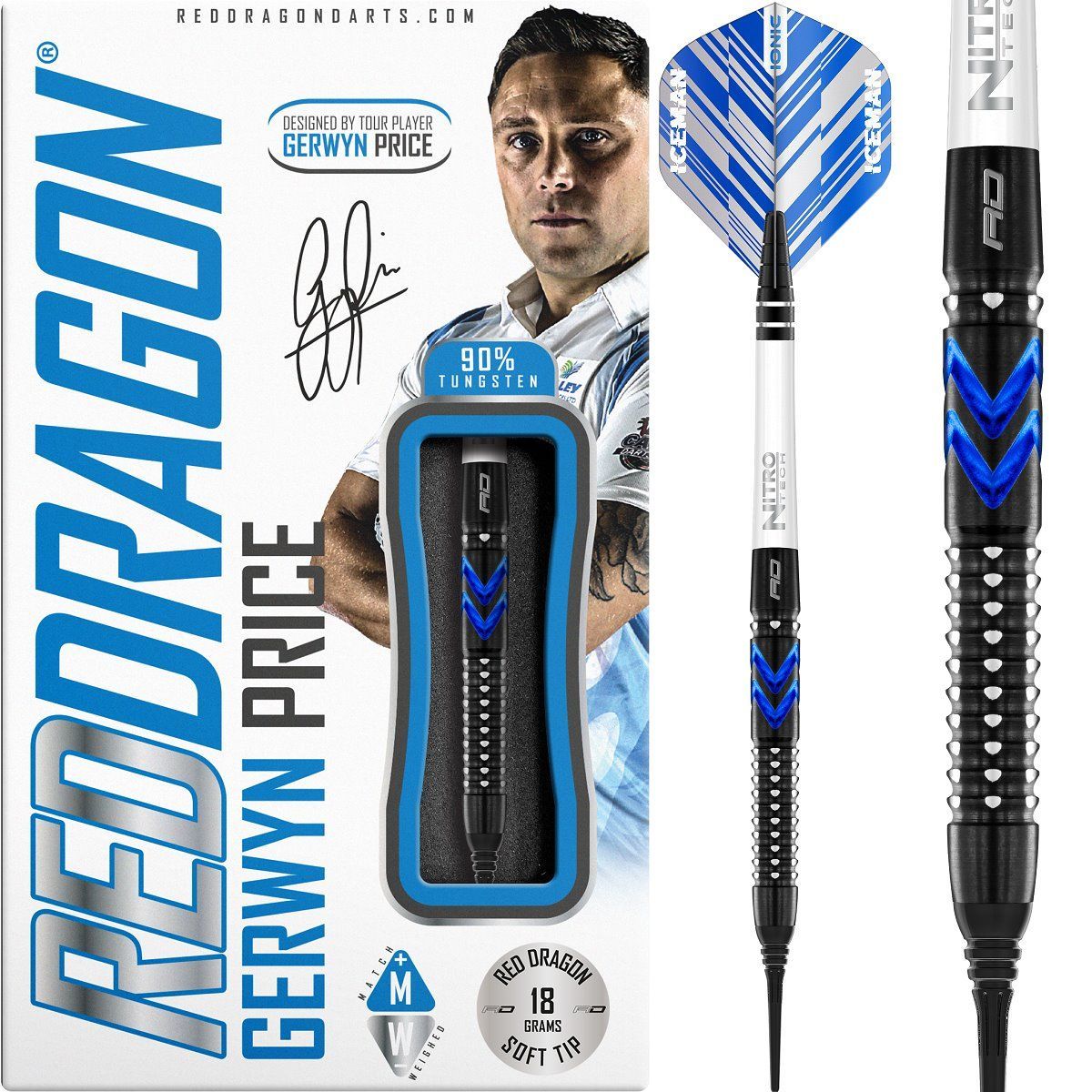 RedDragon Gerwyn "Iceman" Price Back to black softdarts 20 gram Softdarts