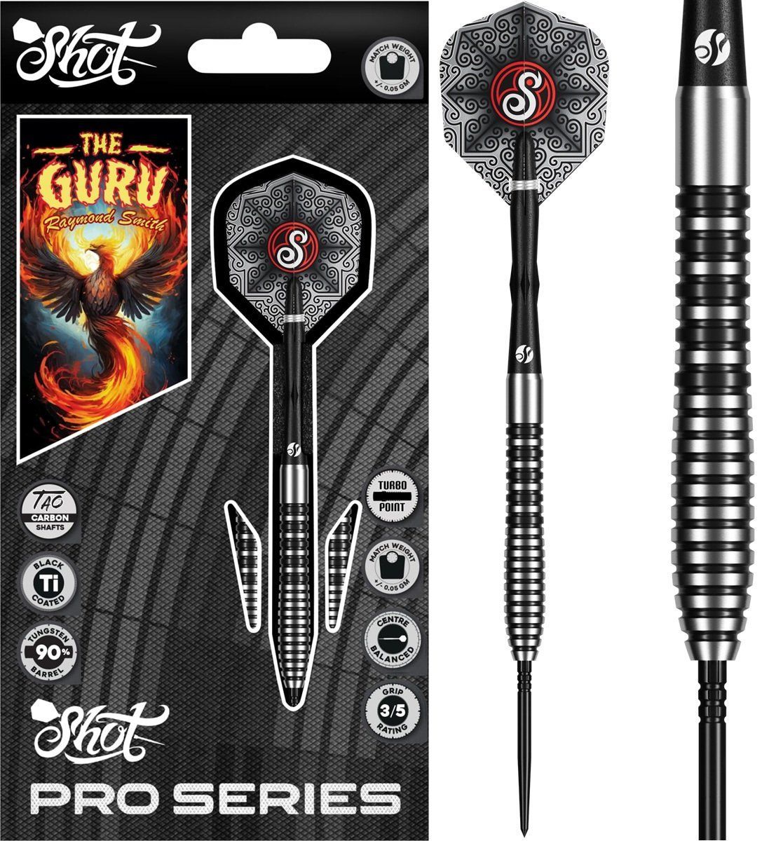 Shot! Pro Series Raymond Smith Guru TP 90% Steeldart 22 Gramm Steeldarts