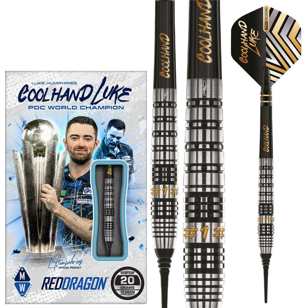 Reddragon Luke Humphries Prestige Fléchettes à pointe souple 20 Grammes Softdarts
