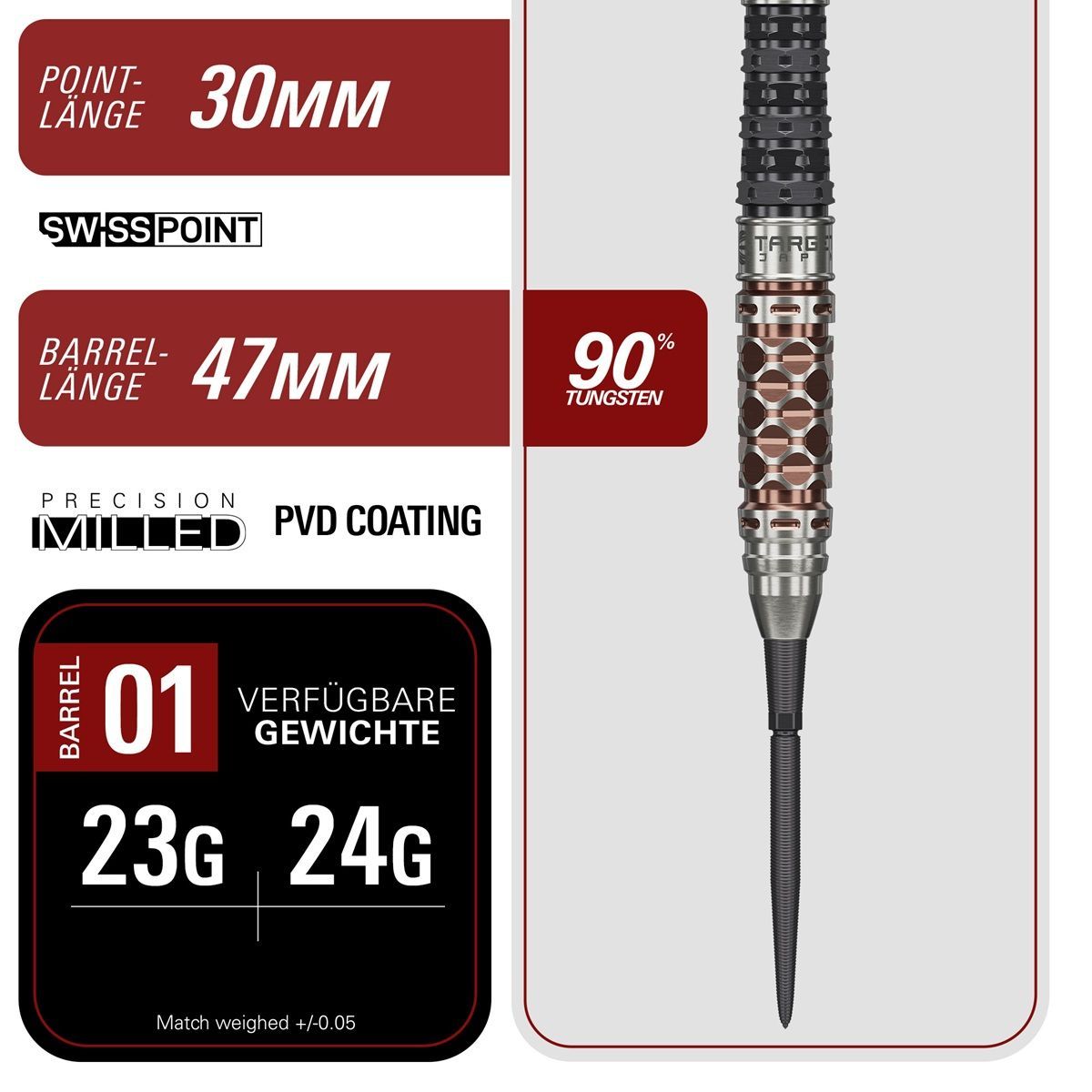 Target Cathy Leung Charis G6 Swiss Point 90% Fléchettes à pointe acier 23/24 Grammes Steeldarts