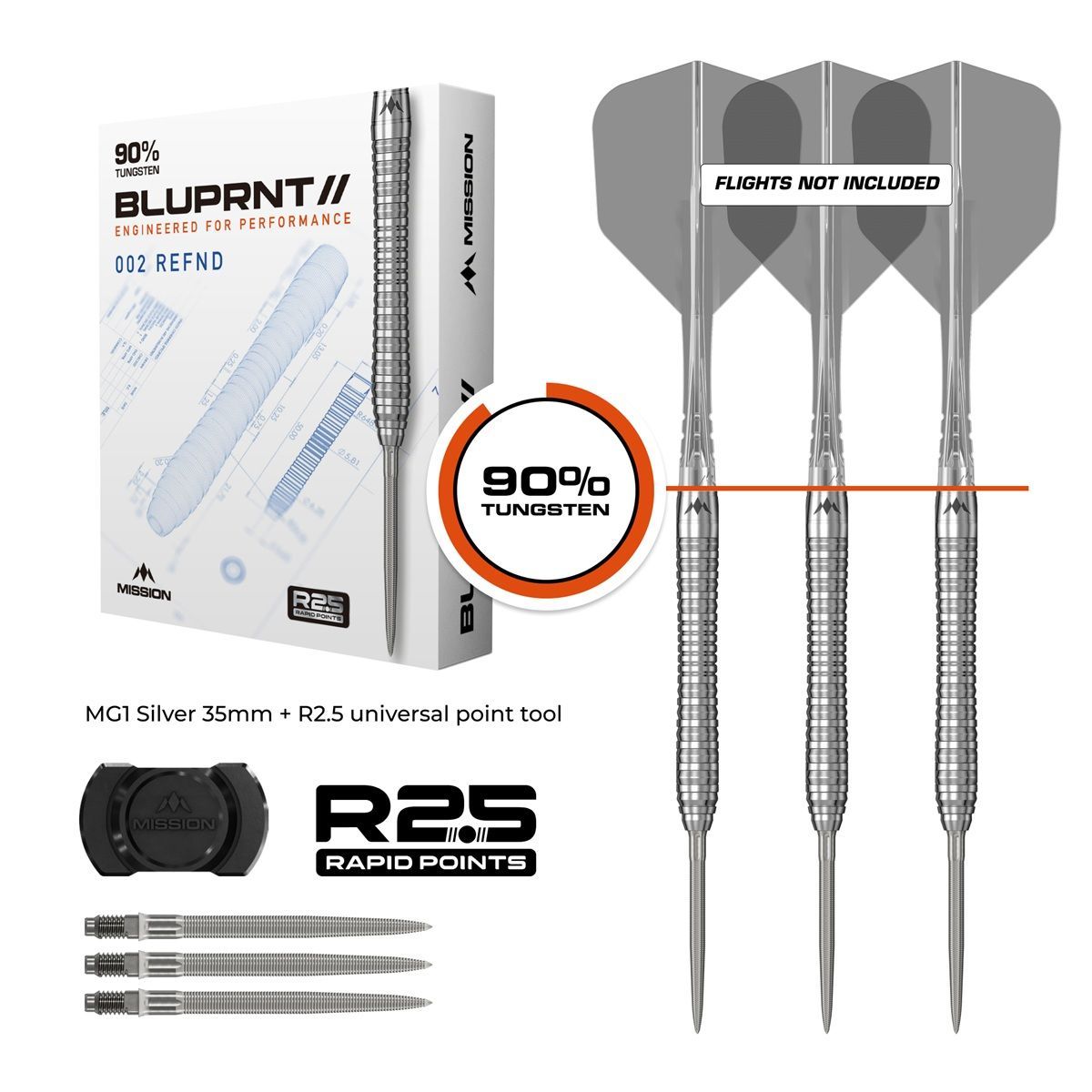 Mission BLUPRNT REFND R2.5 RP 90% Steeldarts 22/24 Gramm Steeldarts