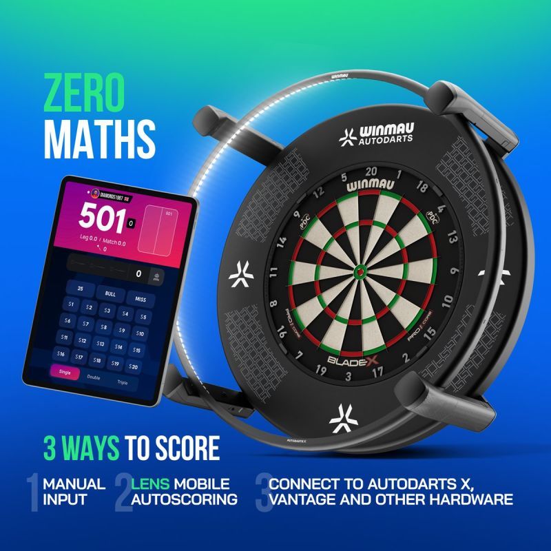 Winmau Autodarts Lens Bundle Stativ und 1-Jahres-Abonnement Zubehör für Autodarts