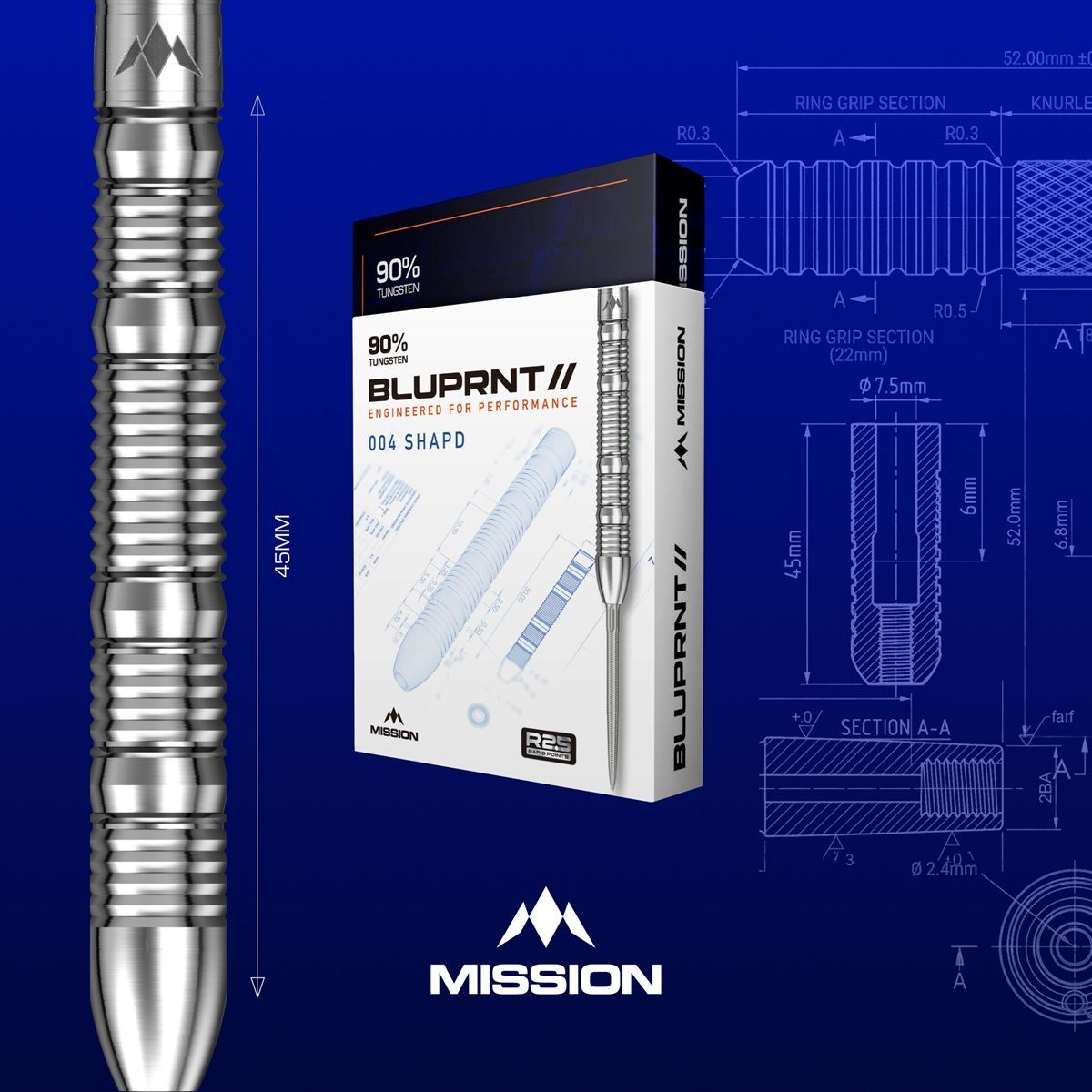 Mission BLUPRNT SHAPD R2.5 RP 90% Steeldarts 22/24 Gramm Steeldarts