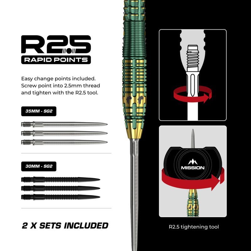 Mission Devon Petersen RP 95% Steeldarts 22/24 Gram Steeldarts