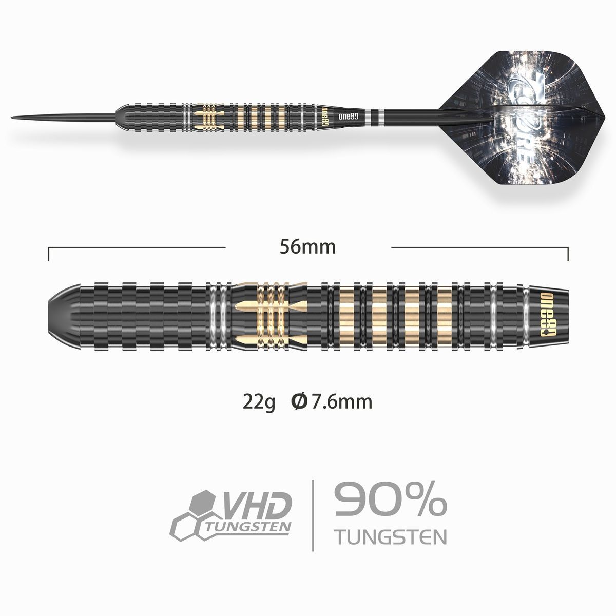 ONE80 T-Core TC2 Steeldarts 22 Gramm Steeldarts
