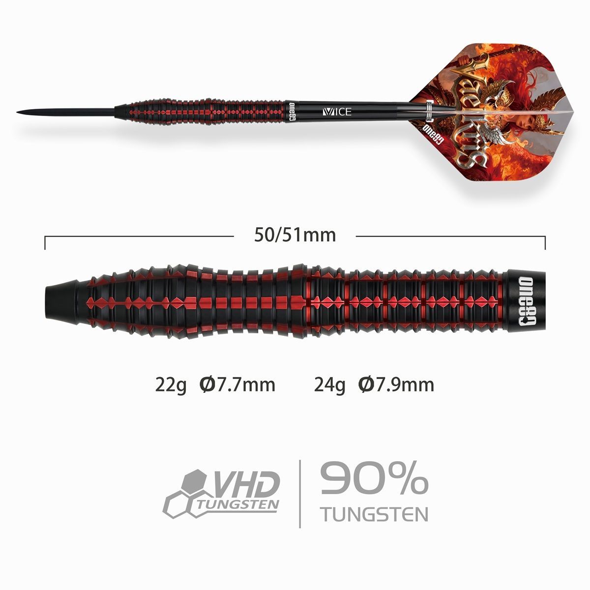 ONE80 Vaelkris V2 Steeldarts 22/24 Gramm Steeldarts