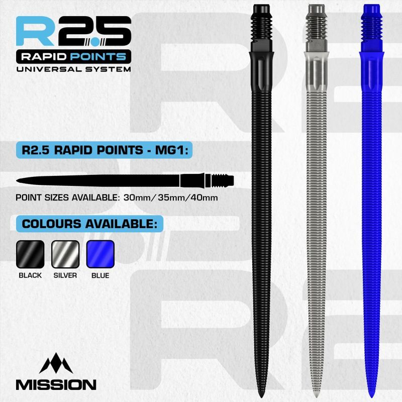 Mission R2.5 Rapid Point RP MG1 Silber/Schwarz/Blau 30/35/40 mm Wechselspitzen