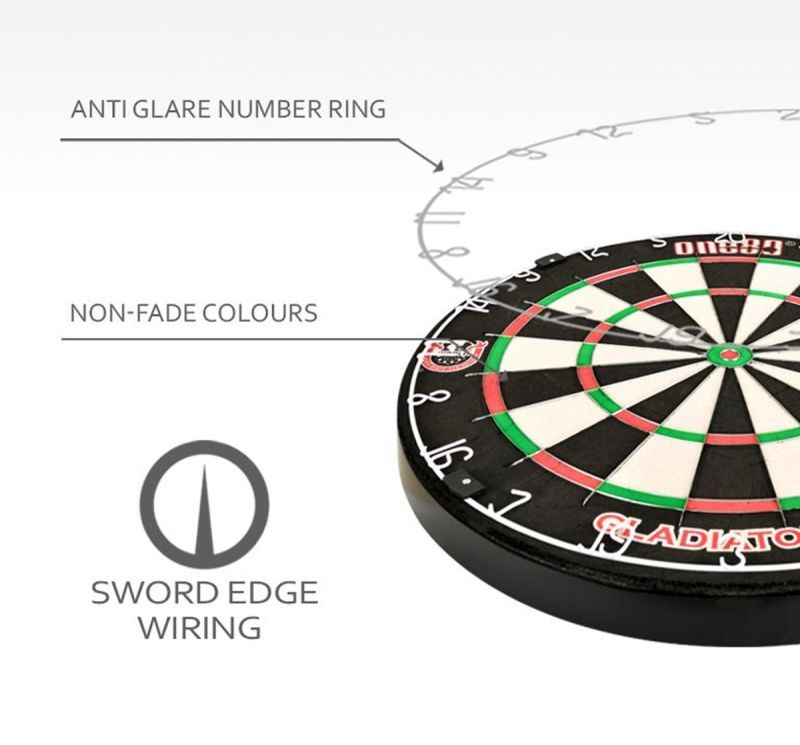 one80 Gladiator III Plus mit WDF Logo Steeldartboard inkl. Aufhängung Bristle Board Dartscheibe