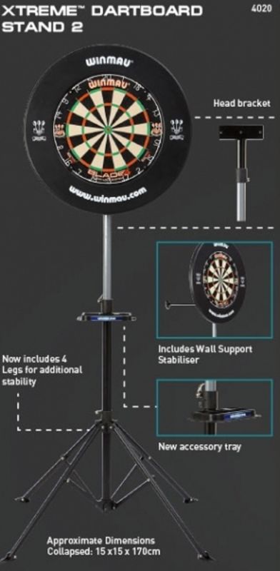 Dartboardständer - WINMAU "Xtreme 2", passend für alle Dartboards, Dartscheibe Ständer