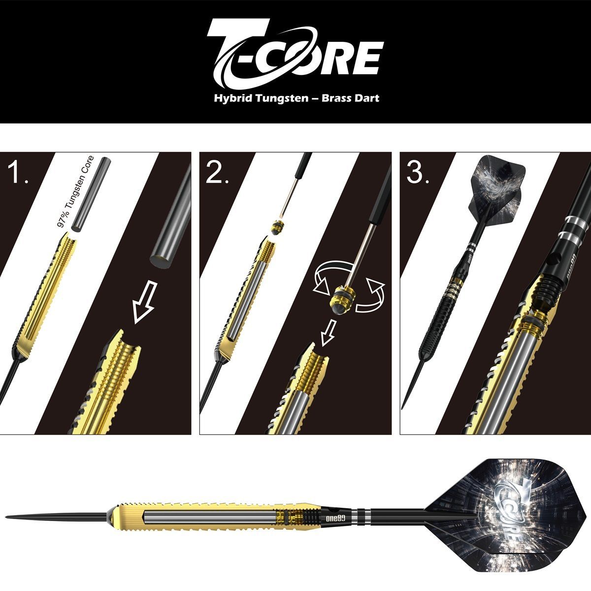 ONE80 T-Core TC1 Steeldarts 22 Gramm Steeldarts