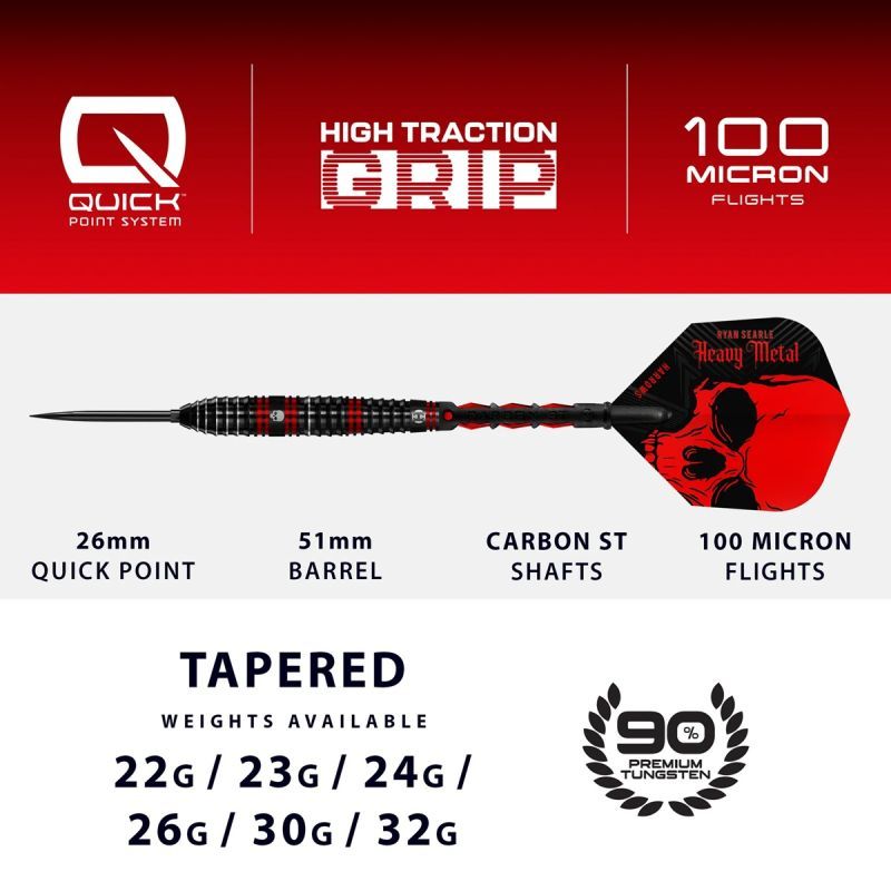 Harrows Ryan Searle Quick Point 90% Freccette Steel Tip 22/23/24/26/30/32 Grammi Steeldarts