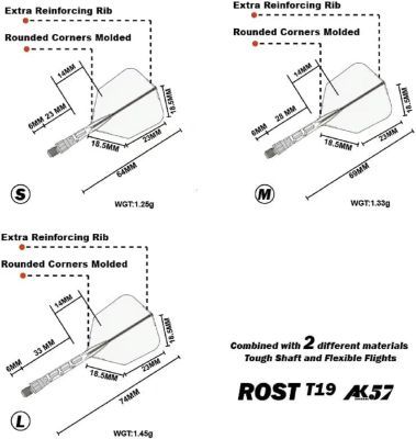 Cuesoul aletta per freccette/Asta ROST T19 Aletta Trasparente Big Wing Flights