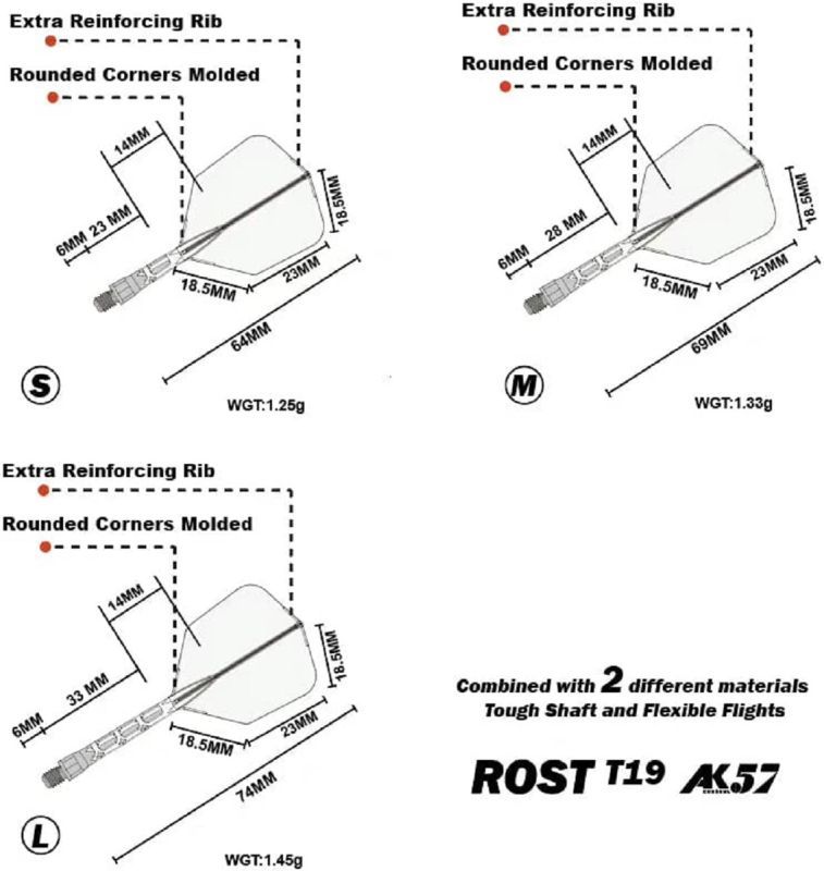 Cuesoul aletta per freccette/Asta ROST T19 Asta Trasparente Big Wing Flights