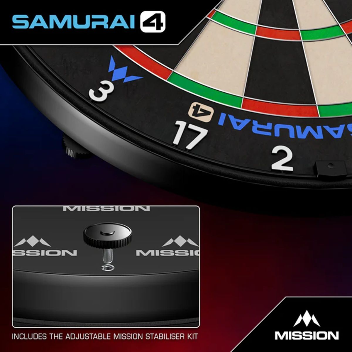 Mission Samurai 4 Cible professionnelle en sisal avec fil ultra-fin Bristle Board