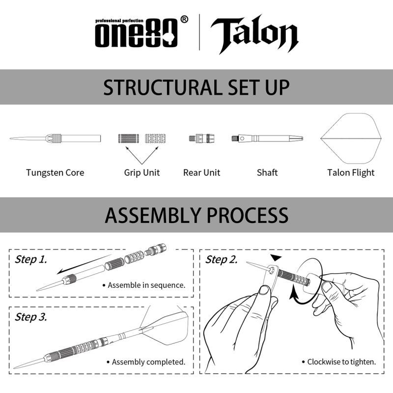 ONE80 Talon T1 90% Steeldarts 22 Gramm Steeldarts