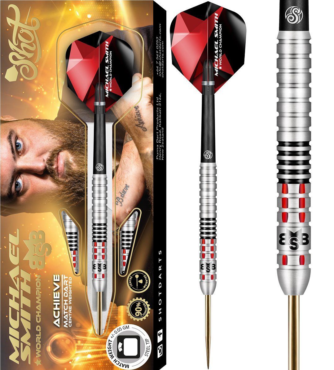 Short Michael Smith Achieve Steeldarts 90% 21/22/23/24/25/26 Gram Steeldarts