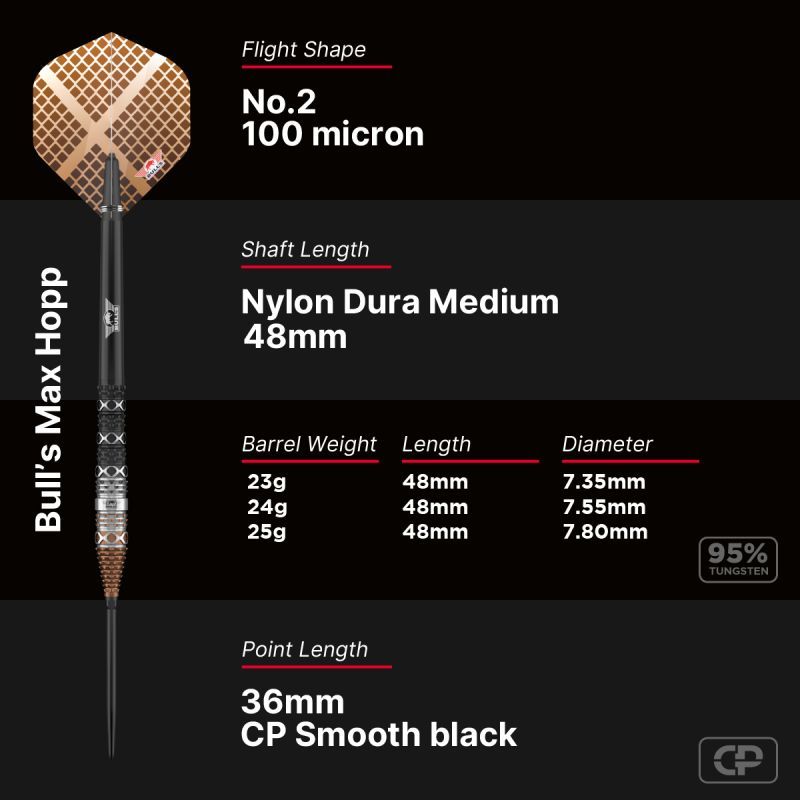 Bull´s Max Hopp CP 95% Steeldarts 23/24/25 Gramm Steeldarts