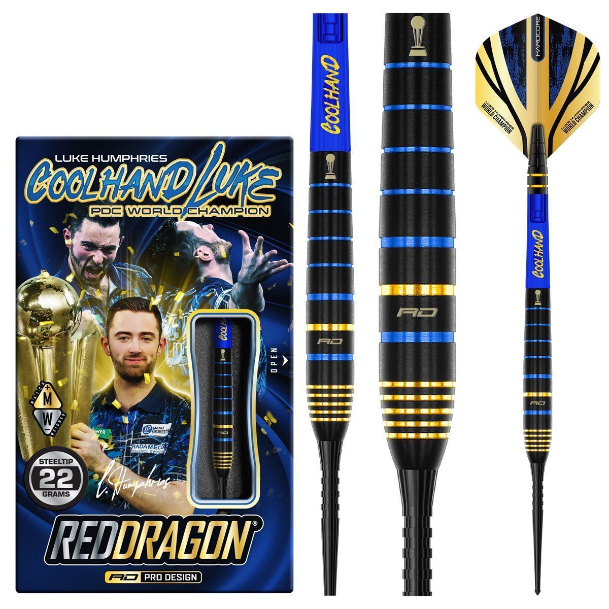 RedDragon Luke Humphries TX4 Avenger 90% Fléchettes à pointe acier 22/24 Grammes Steeldarts