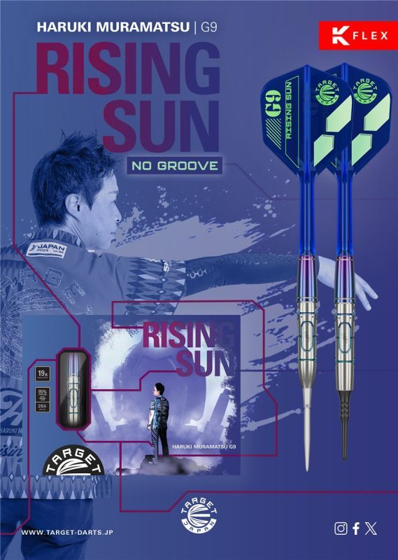 Target Rising Sun Haruki Muramatsu Gen 9 NO GROOVE 95% Swiss Points Steeldarts 23 Gramm Steeldarts