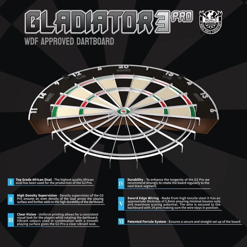 ONE80 Gladiator 3 Pro Dartboard Bristle Board