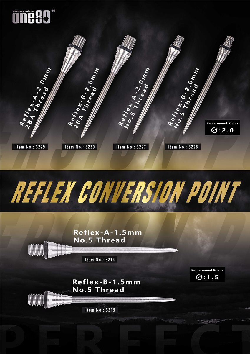 One80 Reflex Conversion Points No.5 and 2BA Thread Schraubspitzen Tips