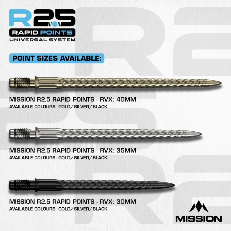 Mission R2.5 Rapid Point RP RVX Argent/Noir/Or 30/35/40 mm Wechselspitzen