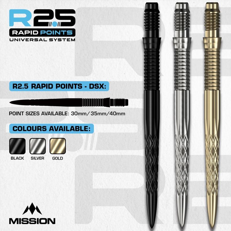 Mission R2.5 Rapid Point RP DSX Argent/Noir/Or 30/35/40 mm Wechselspitzen
