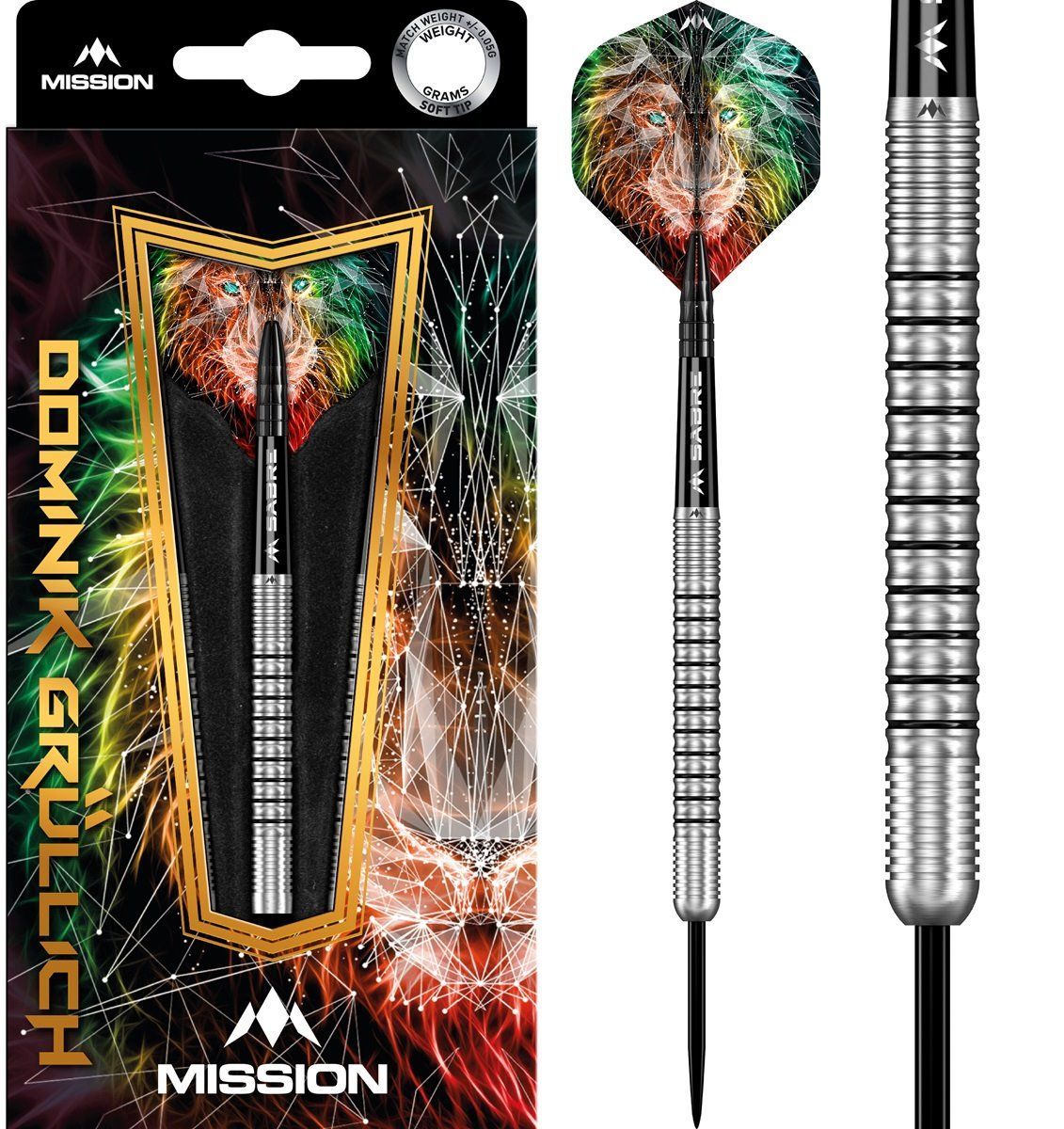 Mission Dominik Grüllich 95% Silver-Black Rings 21,5/23,5/25,5 Grammes Steeldarts