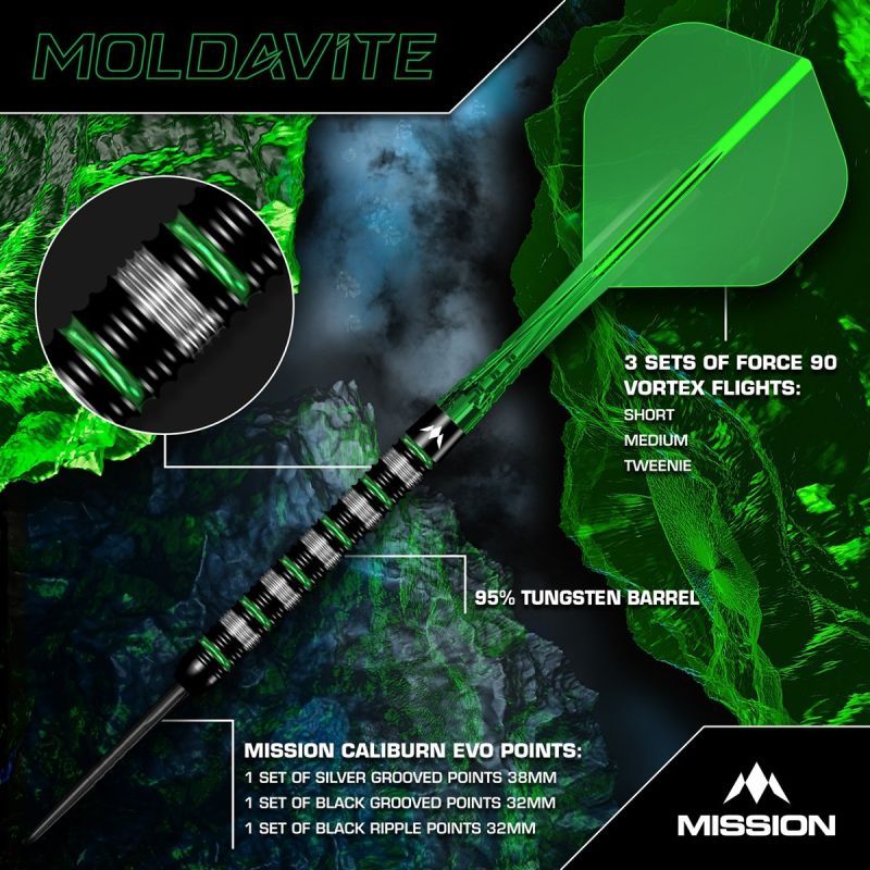 Mission Moldavite Black & Green 95% Steeldarts 23 Gram Steeldarts