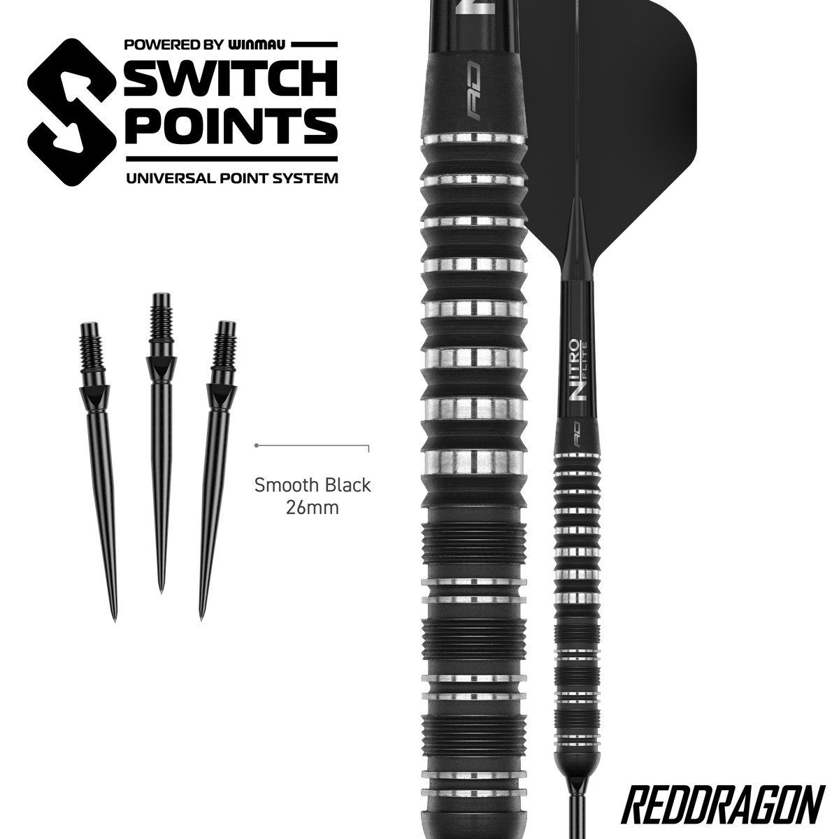 Reddragon Sable Parallel Switch Point 90% Steeldarts 21/22/23/24 Gramm Steeldarts