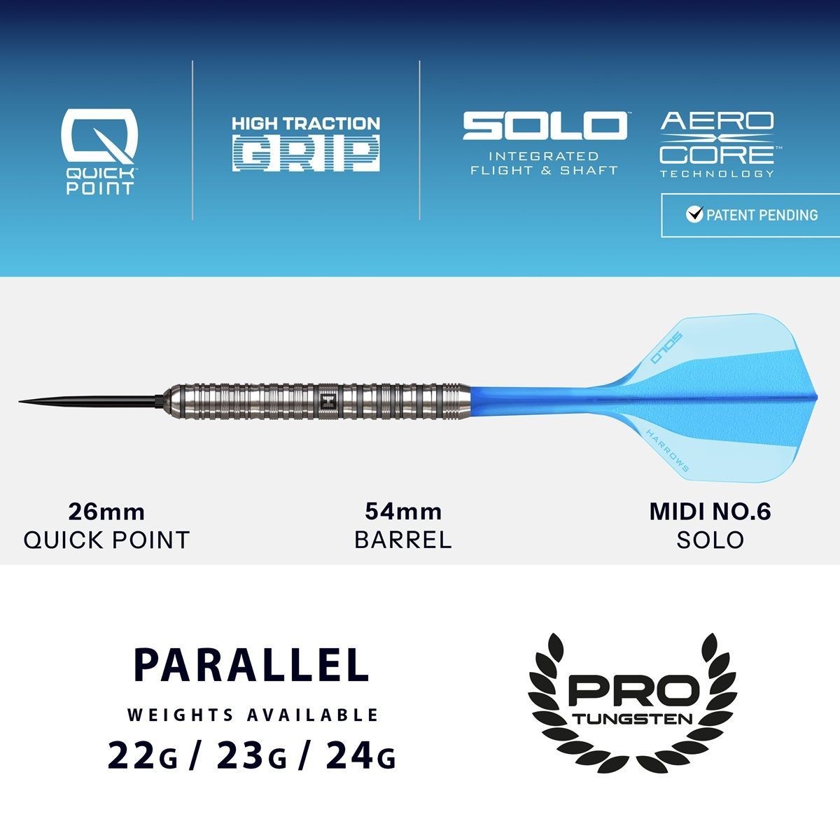 Harrows Flux Tungsten Pro Steeldarts 22/23/24 Gram Steeldarts