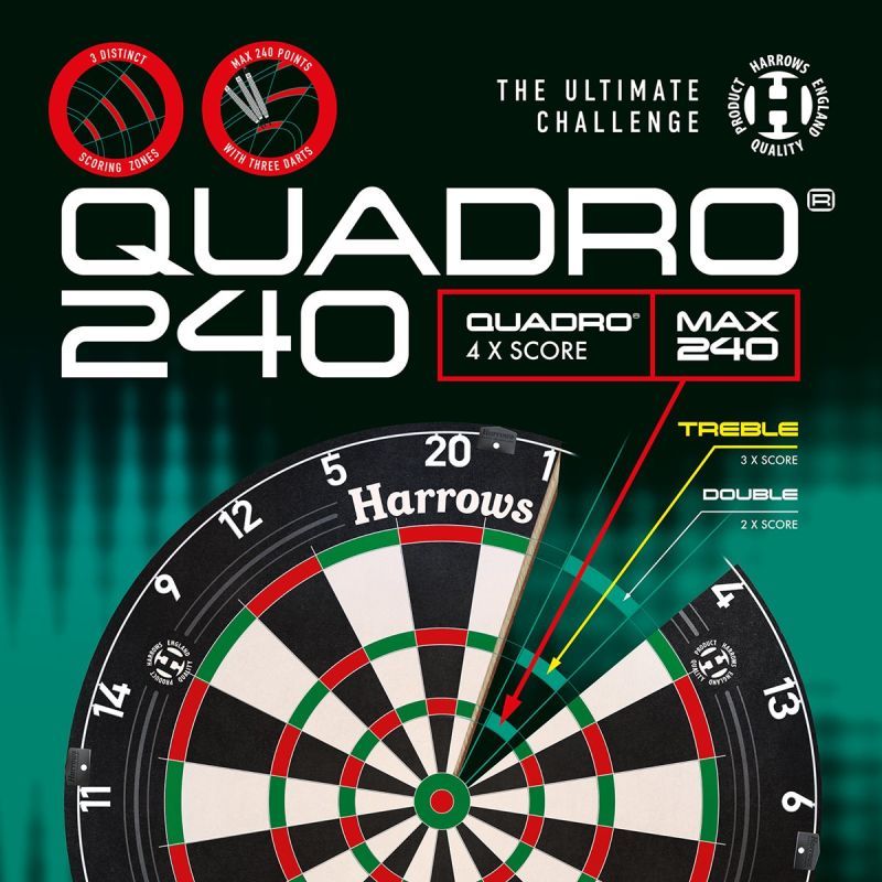 HARROWS Quadro 240 Dartboard Bristle Boards