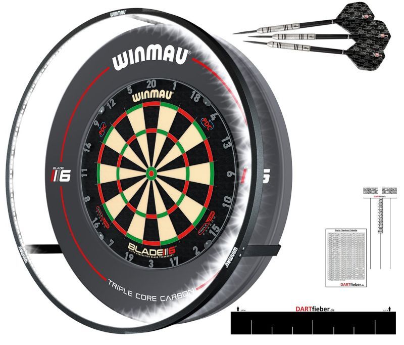 WINMAU Blade 6 Triple Core con Illuminazione Plasma LED – Bersaglio professionale in sisal Bristle Board+LED