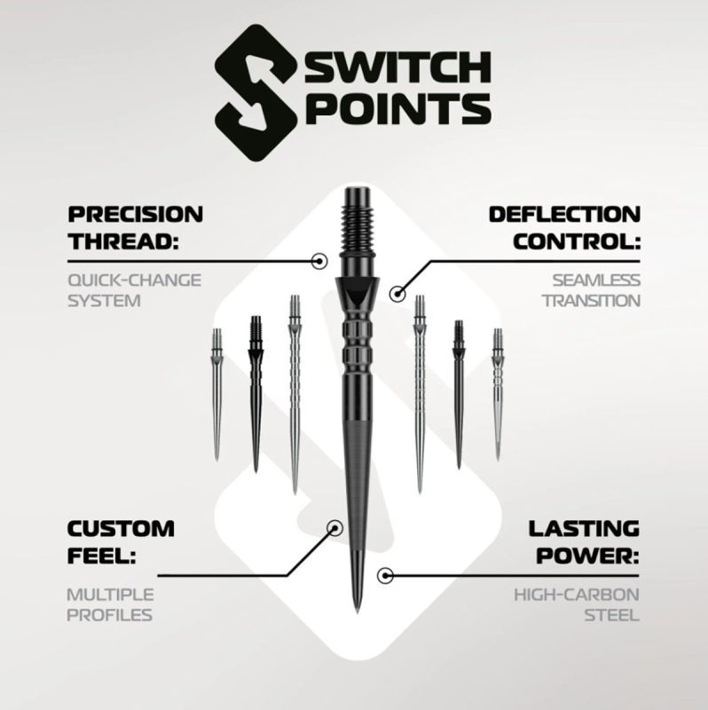 Winmau Switch Points Chain 26/30/40 mm Silver/Black Wechselspitzen