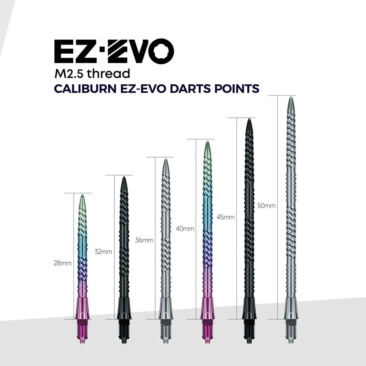 Caliburn EZ EVO Points Helix Groove Silber 28/32/36/40/45/50 mm Wechselspitzen