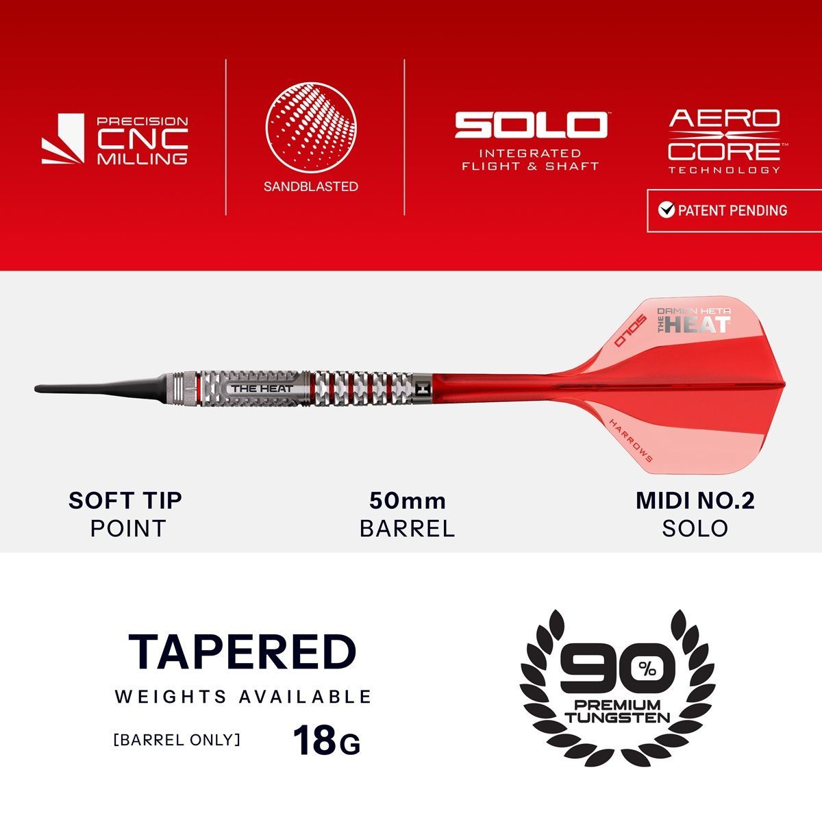 Harrows Damon Heta GEO 90% Softdarts 18 Gram Softdarts