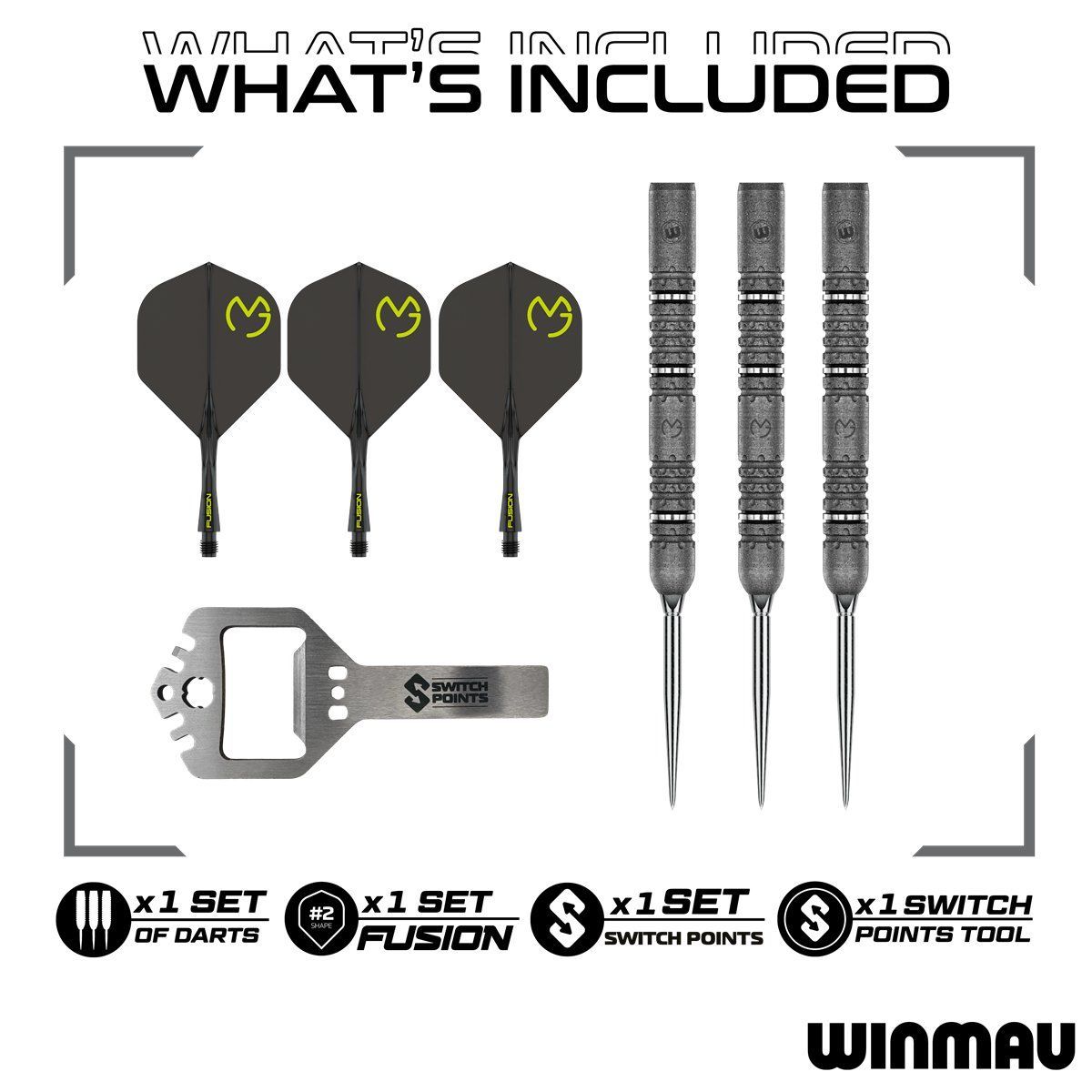 Winmau Michael van Gerwen MVG Signature Edition Switch Point 90% Steeldarts 23 Gramm Steeldarts