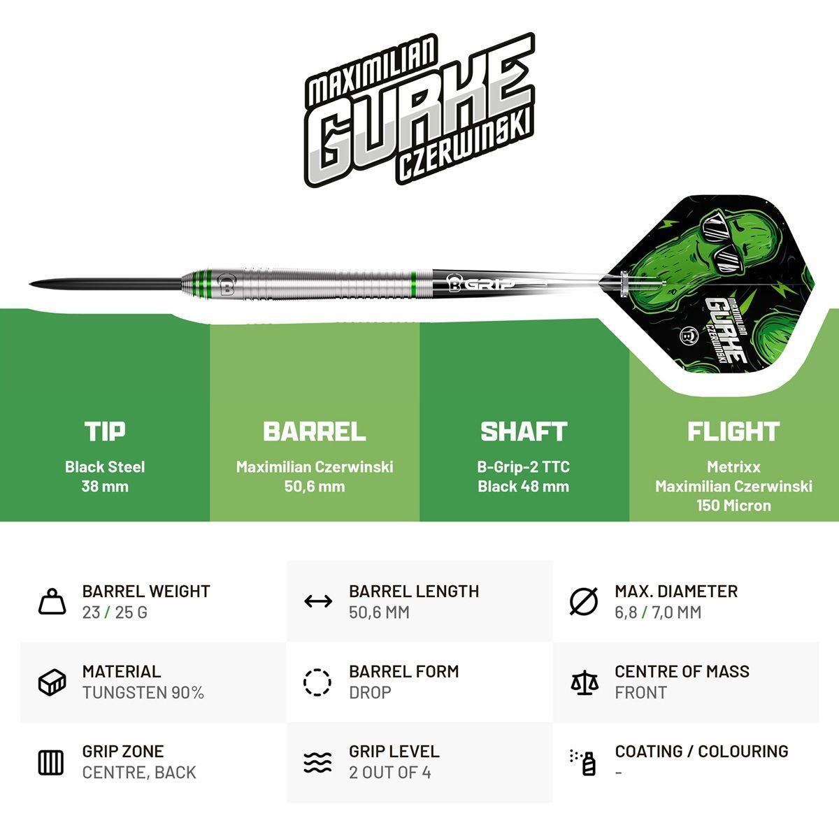 Bull´s Max Gurke Czerwinski 90% Steeldarts 23 Gram Steeldarts