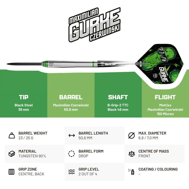 Bull´s Max Gurke Czerwinski 90% Steeldarts 23 Gramm Steeldarts