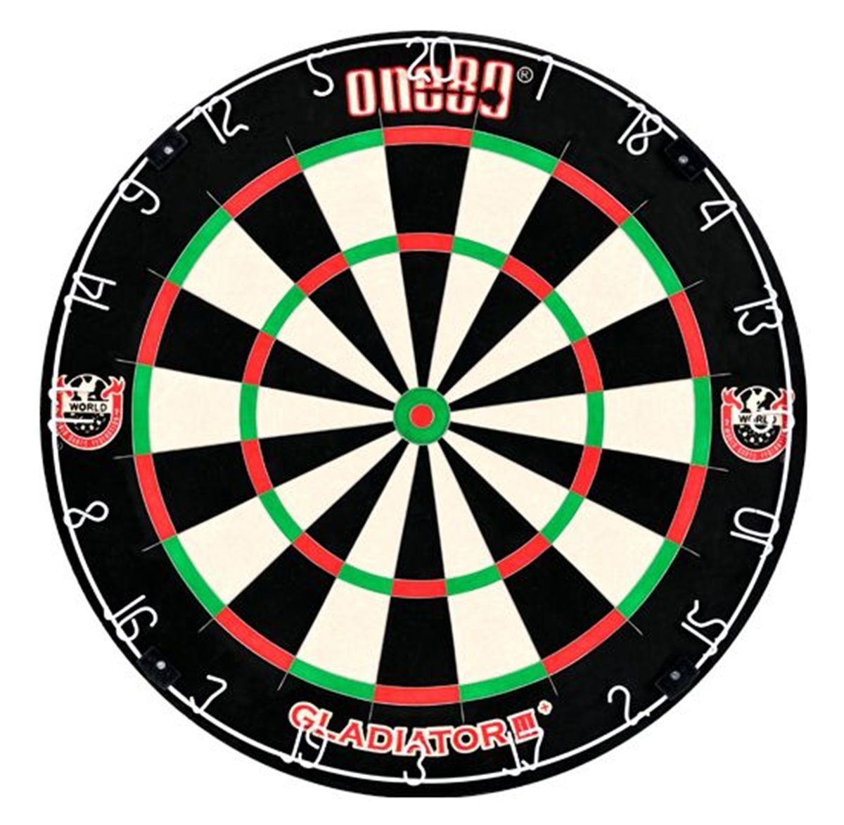 one80 Gladiator III Plus mit WDF Logo Steeldartboard inkl. Aufhängung Bristle Board Dartscheibe