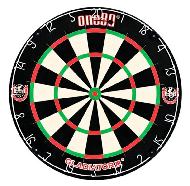 one80 Gladiator III Plus mit WDF Logo Steeldartboard inkl. Aufhängung Bristle Board Dartscheibe