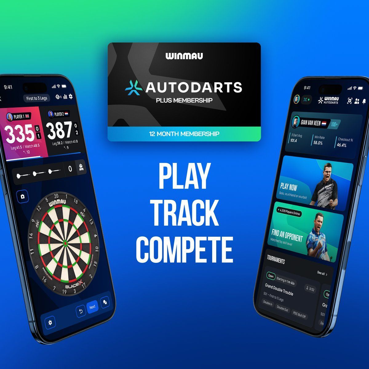 Winmau Autodarts Lens Bundle Stativ und 1-Jahres-Abonnement Zubehör für Autodarts
