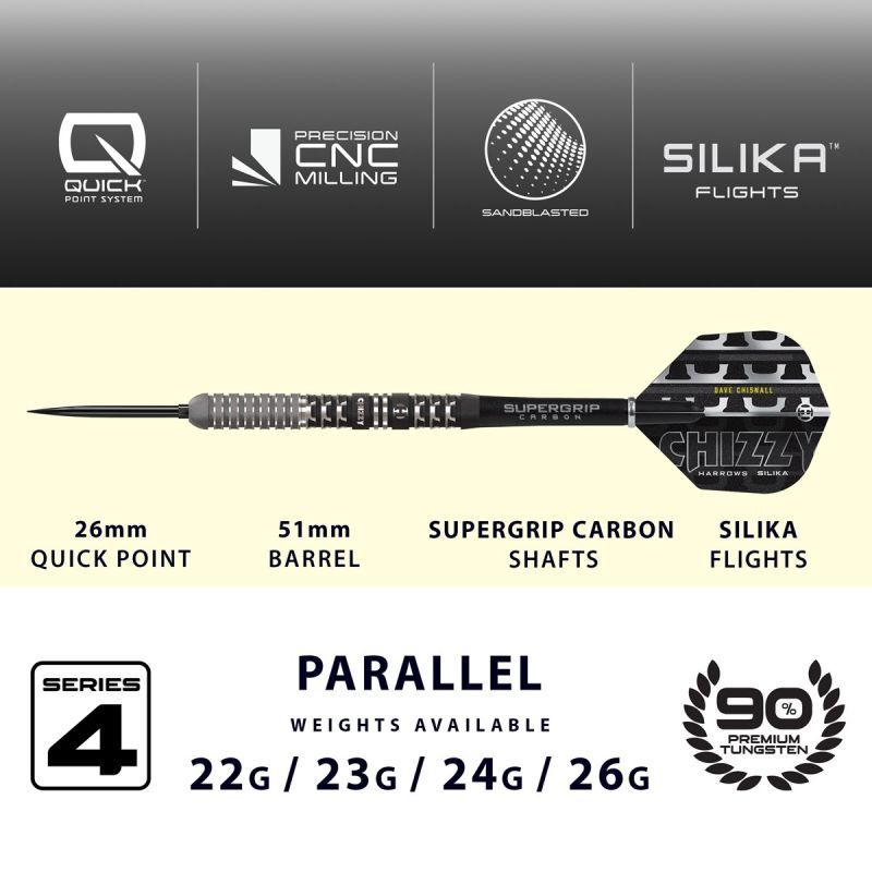 Harrows Dave Chizzy Chisnall G4 90% Quick Point Steeldarts 22/23/24/26 Gramm Steeldarts