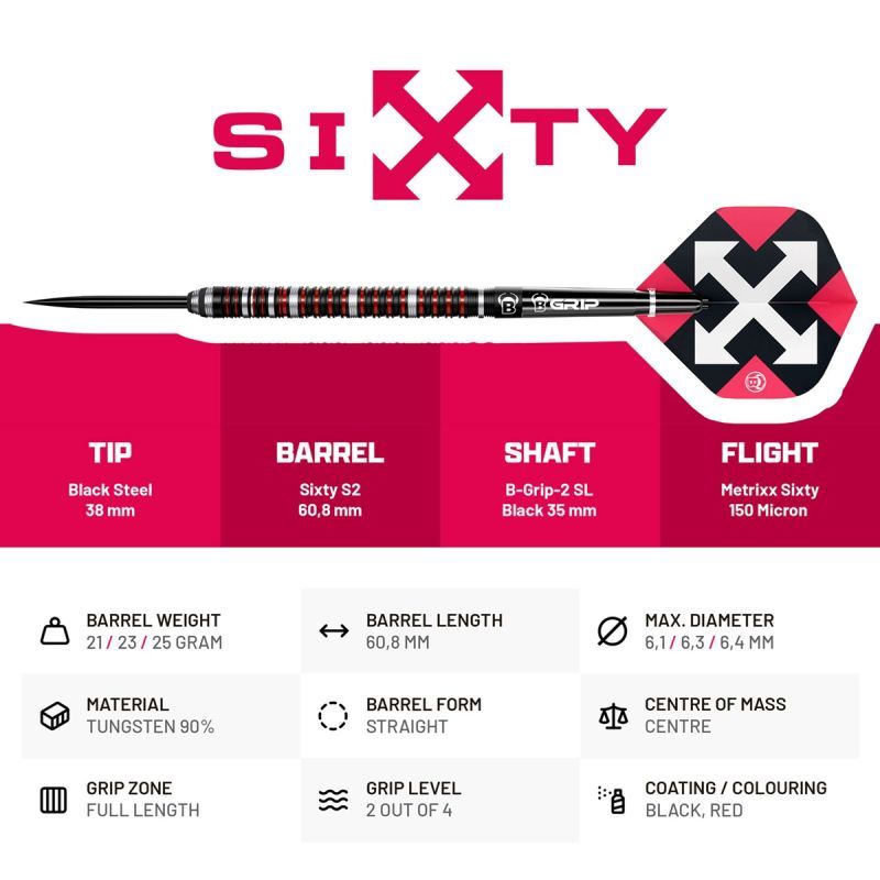 Bull´s Sixty S2 90% Steeldarts 21/23/25 Gramm Steeldarts