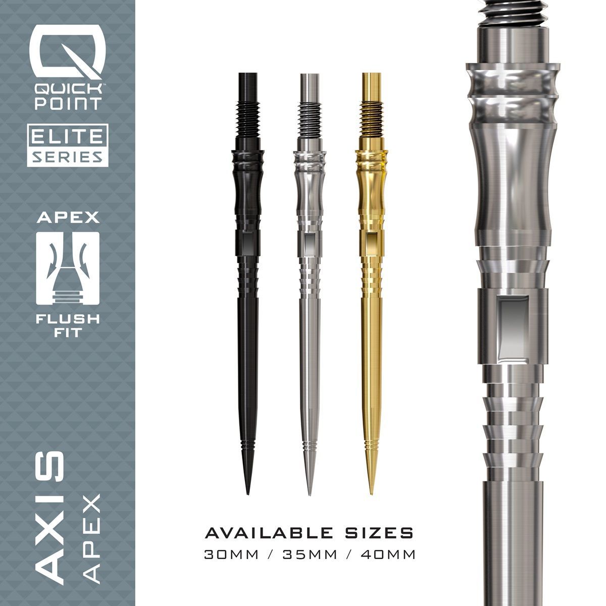 Harrows Quick Points Apex Axis 30/35/40 mm Silver/Black/Gold Wechselspitzen