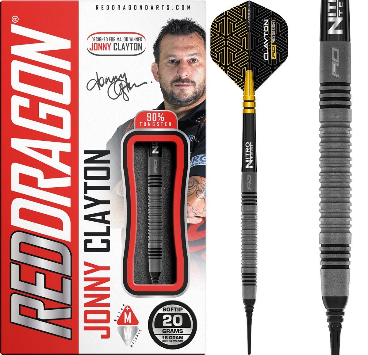 Reddragon Jonny Clayton Oxide Edition 90% Fléchettes à pointe souple 20 Grammes Softdarts