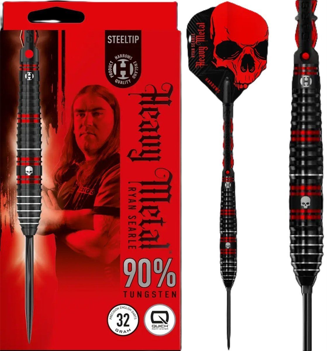 Harrows Ryan Searle Quick Point 90% Freccette Steel Tip 22/23/24/26/30/32 Grammi Steeldarts