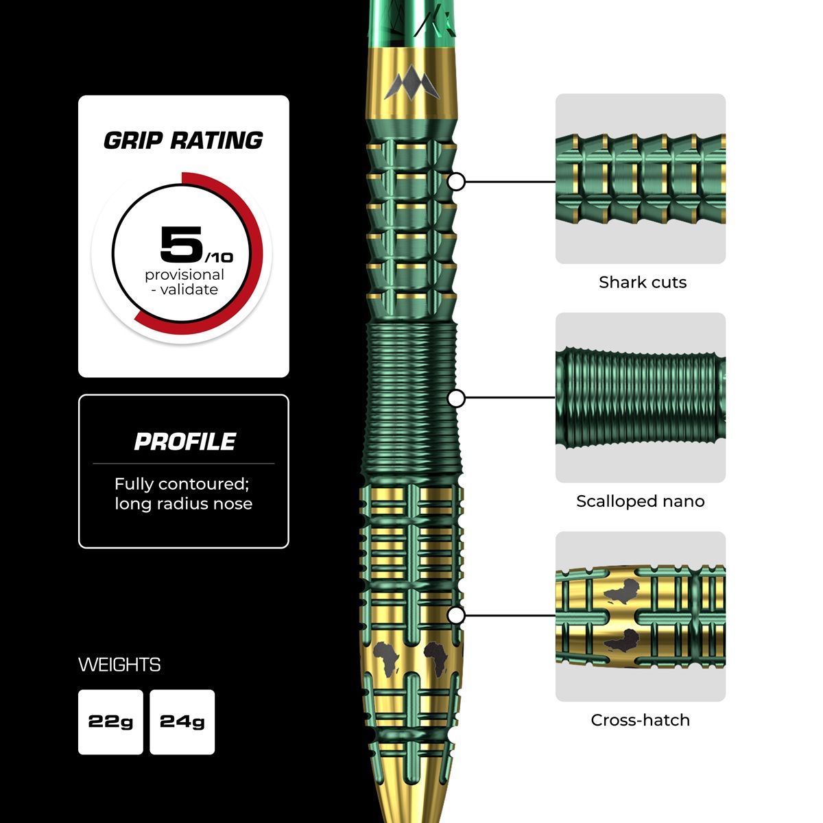 Mission Devon Petersen RP 95% Steeldarts 22/24 Gram Steeldarts
