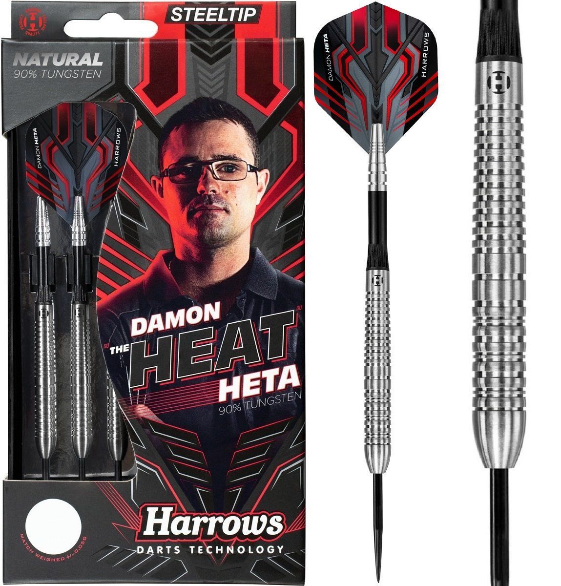 Harrows Damon Heta The Heat Natural Steel Dart 90% 21/23/25g Steeldarts