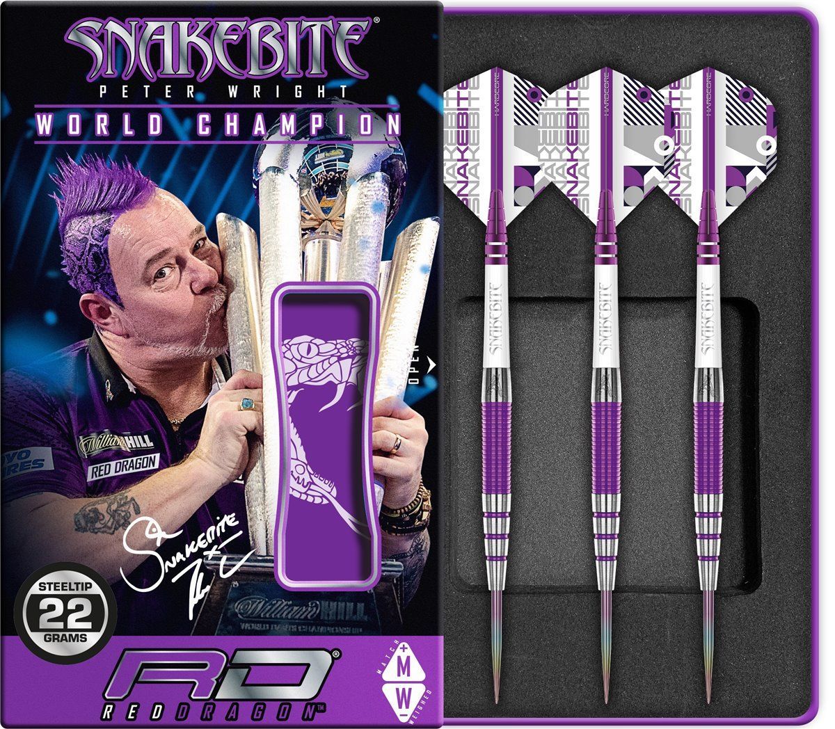 Reddragon Peter Wright Snakebite PL15 Medusa Freccette Steel Tip 22 Grammi Steeldarts